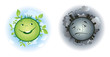 Pure and polluted Earth cartoons