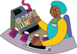 Vector: Young black checkout woman Young black checkout woman