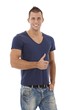 Happy young man giving thumb up