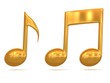 Illustration: golden music note 3d icons on white background golden music note 3d icons on white background