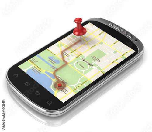 Illustration: smart phone navigation - mobile gps 3d concept smart phone navigation - mobile gps 3d concept