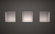 three empty exhibition shelves 3d illustration