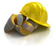 construction helmet and gloves isolated construction helmet and gloves isolated