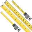 Tape measure inches and centimeter scale over white