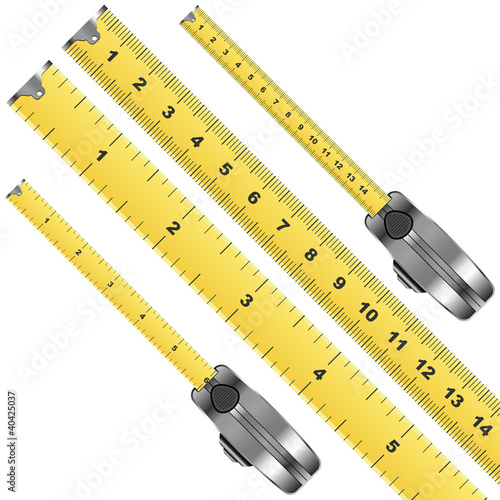 Vector: Tape measure inches and centimeter scale over white Tape measure inches and centimeter scale over white