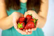 strawberry in hands strawberry in hands