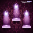 Shelf with LED spotlights with delicate look