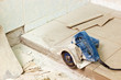 Laying floor tiles for house renovation Laying floor tiles for house renovation