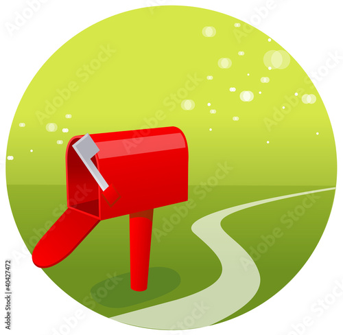 Vector: Empty Mailbox On Green Landscape Empty Mailbox On Green Landscape