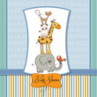 baby shower card with funny pyramid of animals
