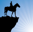 Photo en ligne au meilleur prix vector man on the horse on top of the mountain