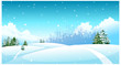 City skyline over snow landscape