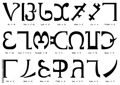 Vektor: Alphabet enochien (Majuscules) Alphabet enochien (Majuscules)
