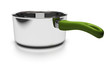 casserole de cuisine inox poignée verte, blanc