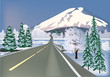 road to snow mountain illustration road to snow mountain illustration