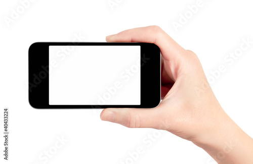Photo: Mobile Smart Phone In Hand Isolated Mobile Smart Phone In Hand Isolated