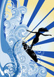 surfer on blue wave surfer on blue wave