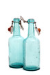 transparent bottles on white background