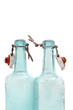 transparent bottles on white background