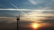 Windturbine beim Sonnenuntergang