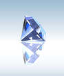 Blue diamond with reflection. Vector