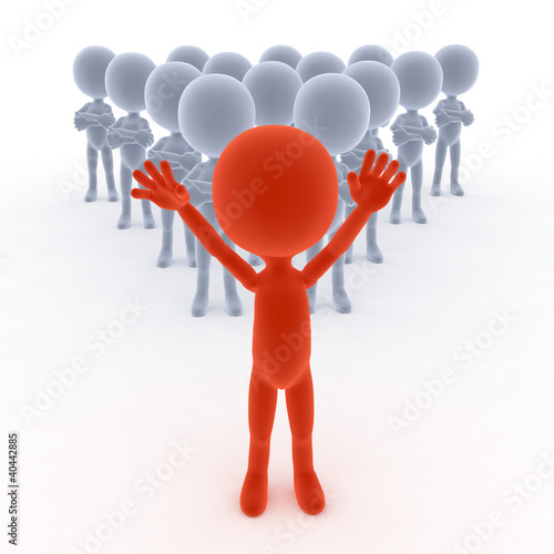 Illustration: Business team leader with his people. Concept Business team leader with his people. Concept