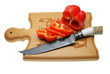 Photo: The Uzbek knife on a chopping board The Uzbek knife on a chopping board