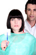 Nurse with gauze in hand