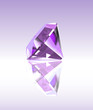 Violet diamond with reflection. Vector