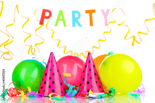 Photo: Party items isolated on white Party items isolated on white