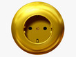 Illustration: goldene Steckdose, golden wall plug, power connection goldene Steckdose, golden wall plug, power connection