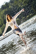 Lucky Woman Splashing Watter