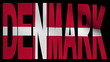 Denmark text with fluttering flag animation
