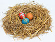 Photo: Easter eggs in a nest of straw Easter eggs in a nest of straw