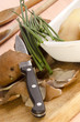 peeled potato and fresh chives peeled potato and fresh chives