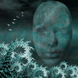 Surreal Mask and fractals as ocean waves