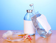 Bottle and bag of intravenous antibiotics and plastic infusion