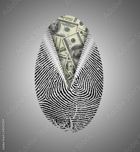 Illustration: Finger Print reveals currency underneath Finger Print reveals currency underneath
