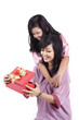 Daughter gives a surprised present to her mother