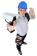 Electrician installing a surveillance camera