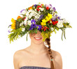 Foto: Beautiful girl with hat of flowers Beautiful girl with hat of flowers