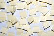 stick-on messages on the wall.