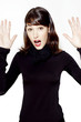 Photo: Woman with her hands up. Woman with her hands up.