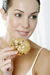 Woman holding cookies.