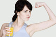 Woman showing off her muscle.