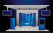 Vector Blank trade exhibition stand counter, roll-up banner