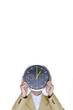 Photo: Businessman covering his face with a clock. Businessman covering his face with a clock.