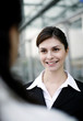 Businesswoman smiling.