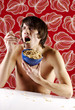 Man having cereal breakfast.