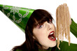 Woman eating candy.